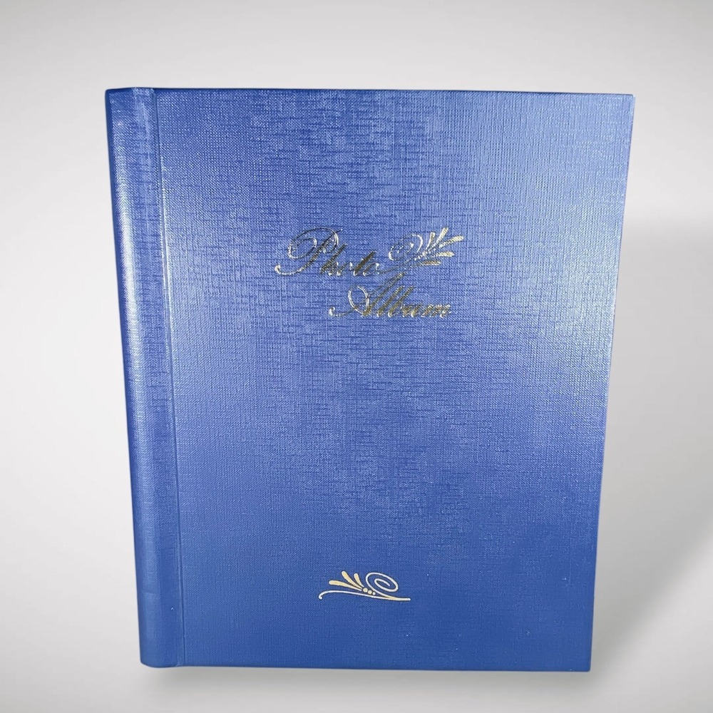 Photo Album Blue‎ Faux Leather Spiral Magnetic Self Adhesive 10 Pages Unused